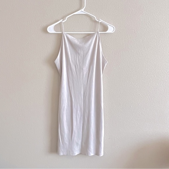 Blush Taupe Square Neck Thin Strap Low Back Bodycon Y2K Dress - Picture 7 of 10